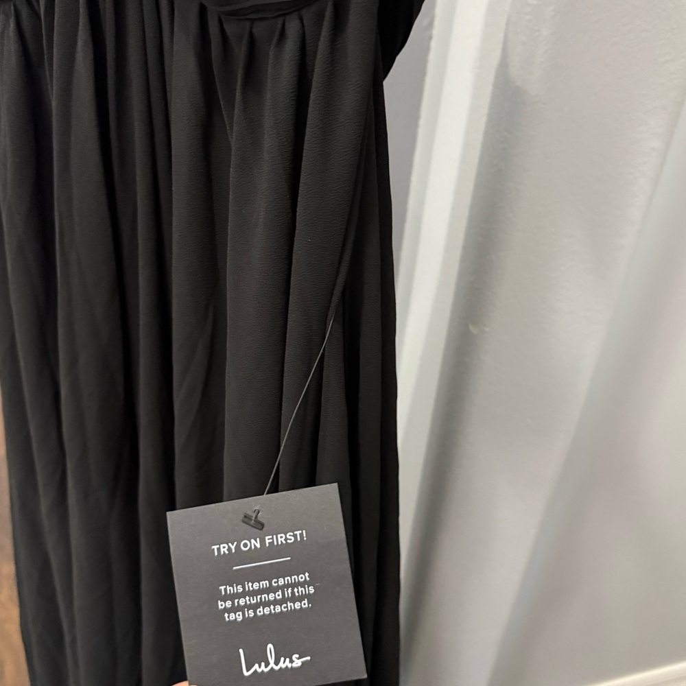 NWT Lulus Vivid Imagination Black Cutout Maxi Dress Formal Evening Textured - Picture 5 of 9